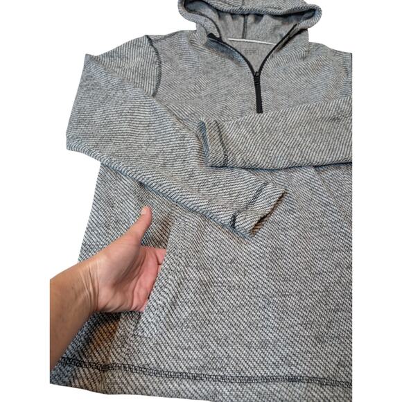 BKE Declan Men’s M White Gray Black Textured 1/4 Zip Fleece Lined Hooded Sweater - Picture 5 of 8